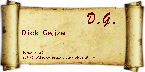 Dick Gejza névjegykártya